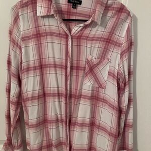 Well Worn Pink and White Plaid Shirt